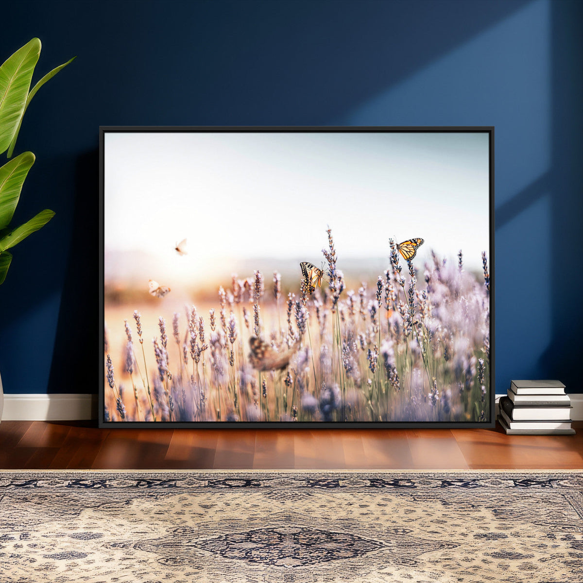 Lavender Field Wall Art Canvas Print, Butterfly Floral