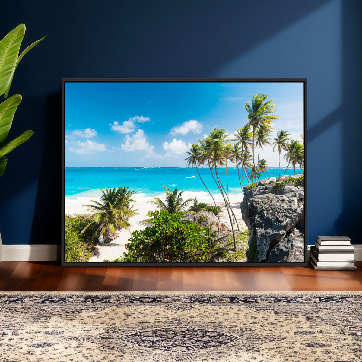 Tropical Beach Wall Art Canvas Print, Palm Tree Ocean