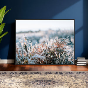 Frosted Fern Wall Art Canvas Print, Soft Winter Botanical