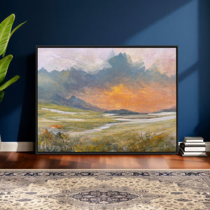 Mountain Sunset Wall Art Canvas Print Vintage Landscape