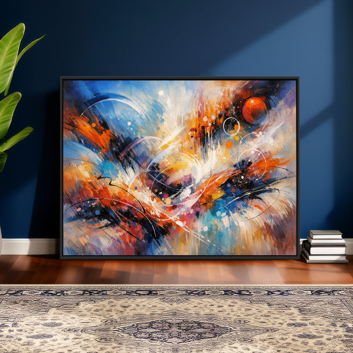 Lyrical Abstraction Wall Art Canvas Print, Orange Blue