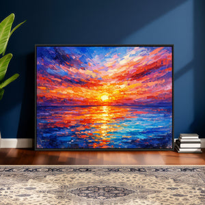 Colorful Knife Ocean Sunset Canvas — Orange Pink Teal