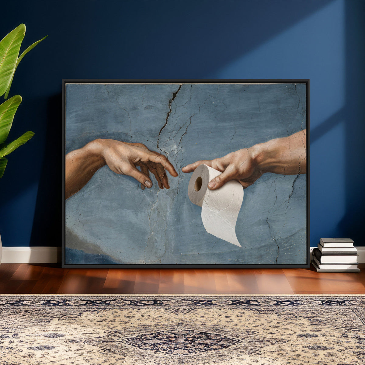 Funny Bathroom Canvas Wall Art, Michelangelo Creation of