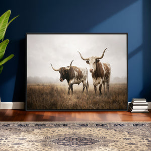 Texas Longhorn Canvas Wall Art Western Bull Desert Moody