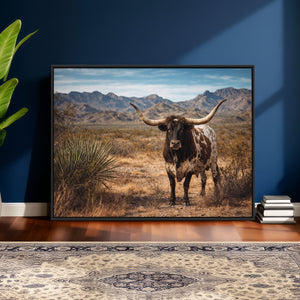 Texas Longhorn Canvas Wall Art Western Bull Desert Moody