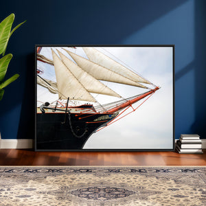 Sailboat Wall Art Canvas Print, Vintage Ship Bow Framed