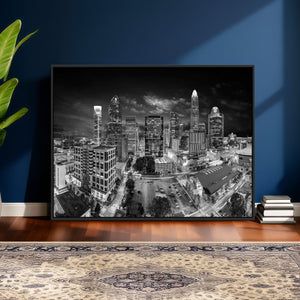 Charlotte Skyline Canvas Wall Art Print – North Carolina Cityscape Photography Print