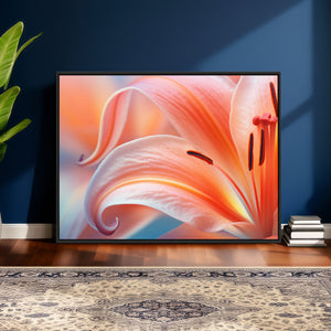 Peach Lily Canvas Wall Art, Coral Pink Flower Macro Photo Print, Botanical Bedroom Decor, Soft Floral Photography, Living Room Wall Art