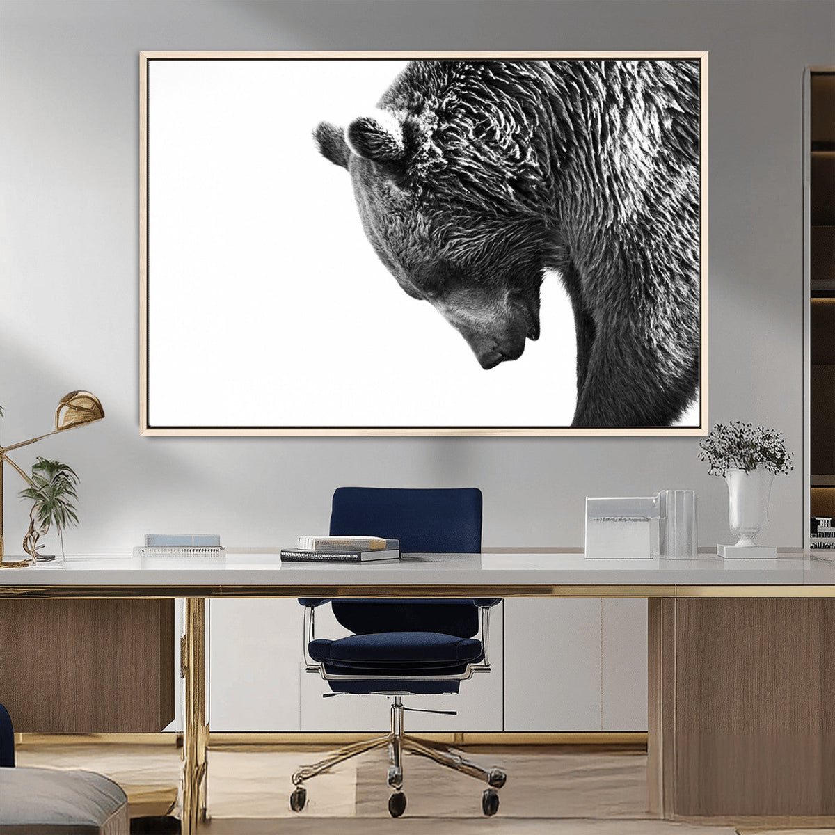 Black and White Grizzly 399 Bear Canvas Print Wall Art |