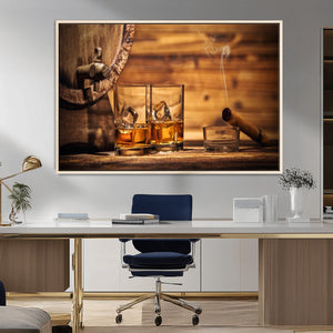 Rustic Whiskey and Barrel Canvas Print