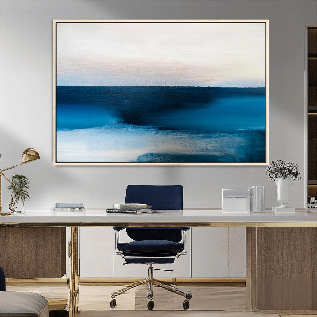 Dark Blue Abstract Wall Art Canvas Print