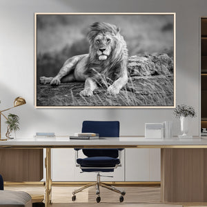 King Forest Lion Wall Art Canvas Print – Framed Majestic