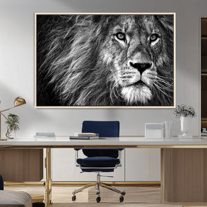 Black and White Lion Canvas Wall Art Print – Wildlife
