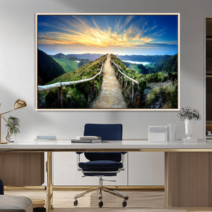 Mountain and Sunset Wall Art Canvas Print