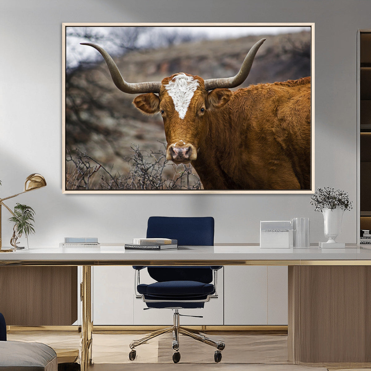 Texas Longhorn Canvas Wall Art - Longhorn Steer Canvas Wall