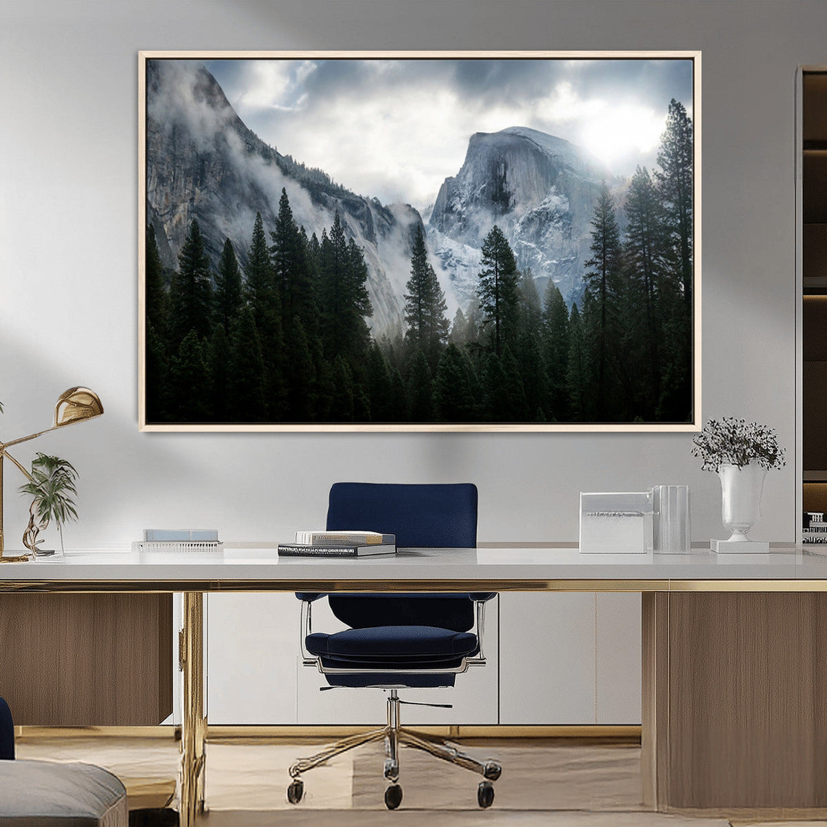 Yosemite National Park El Capitan Foggy Mountain Wall Art |