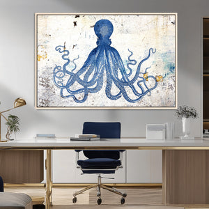 Octopus Canvas Wall Art | Coastal Marine Life Artwork for
