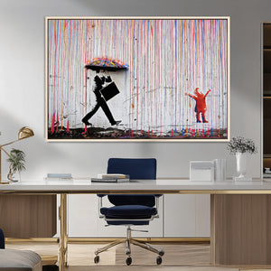 Banksy Wall Art Canvas Print, Framed Graffiti Art Picture