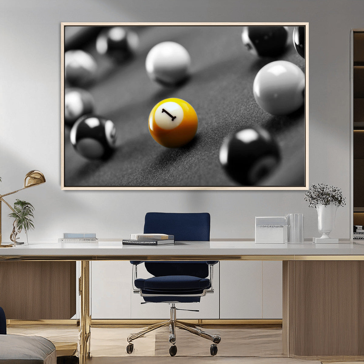 Wall Art Pool Table and Balls Canvas Print