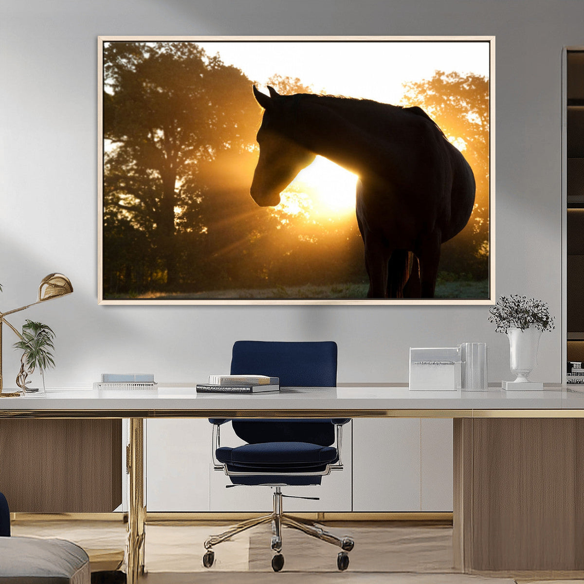 Horse at Sunset Wall Art Animal Canvas Print