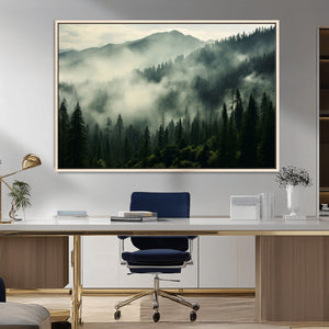 Captivating Misty Forest Wall Art Premium Canvas Print a