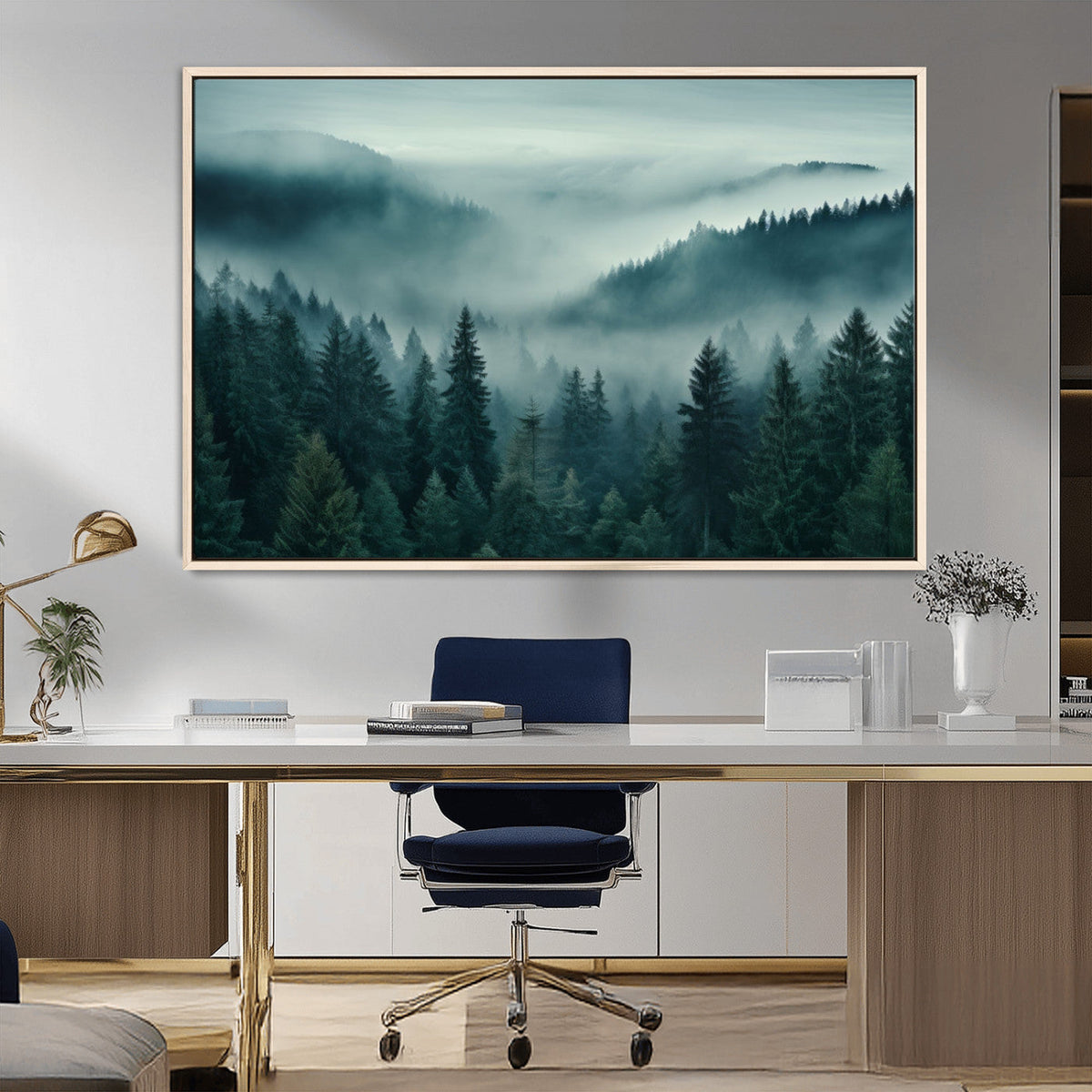 Captivating Misty Foggy Forest Wall Art Premium Canvas Print
