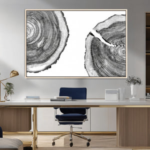 Abstract Large Tree Rings – Minimalist Black and White Wood