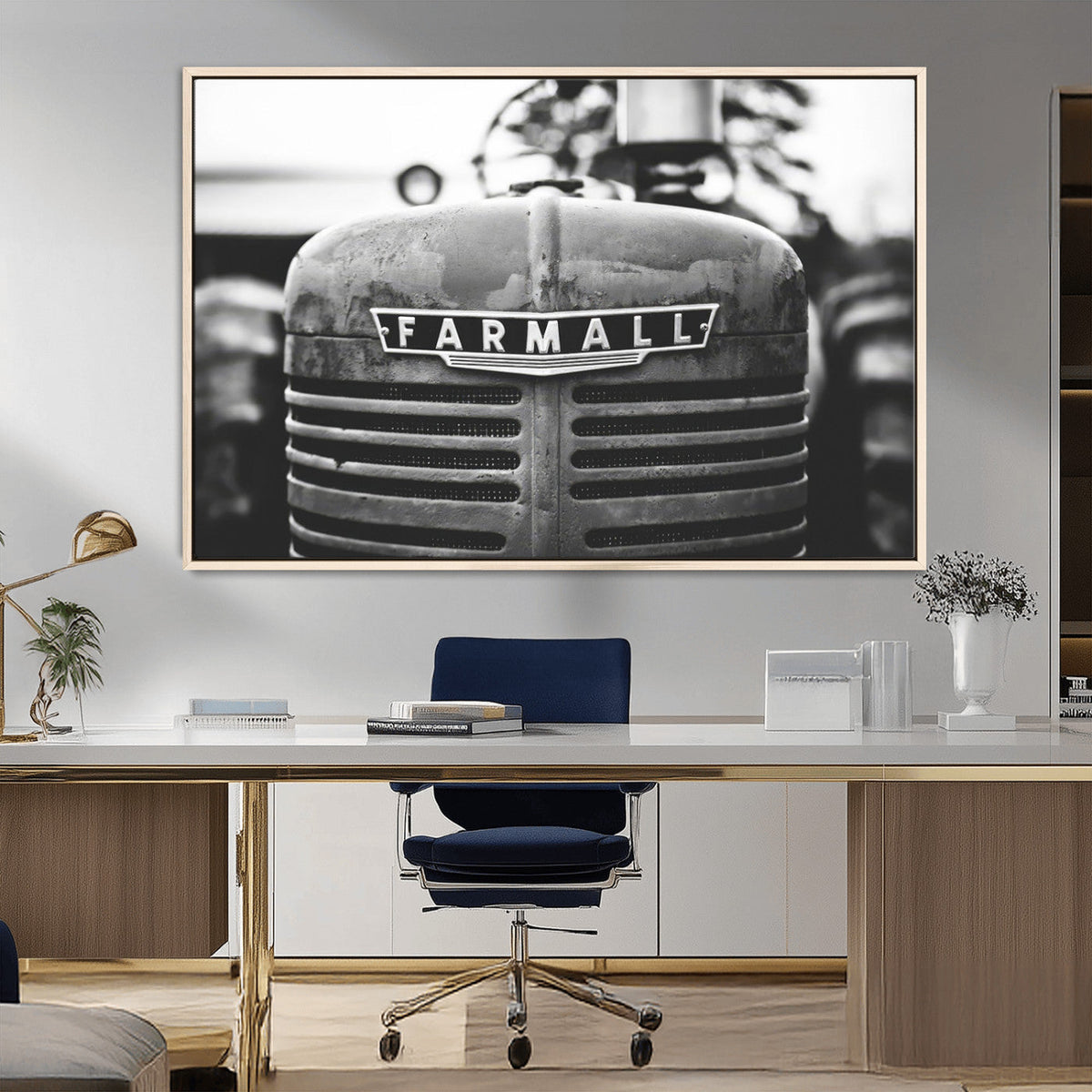 Vintage Farmall Tractor Wall Art Canvas Print, Rustic