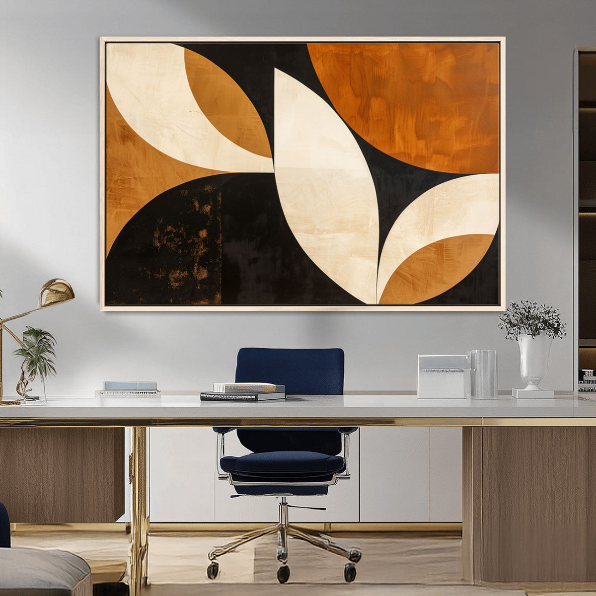 Geometric Abstract Wall Art Canvas Print, Mid Century Modern