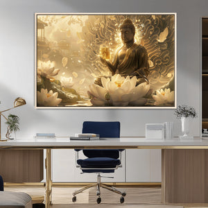 Golden Buddha Wall Art | Yoga Room Decor and Meditation Room