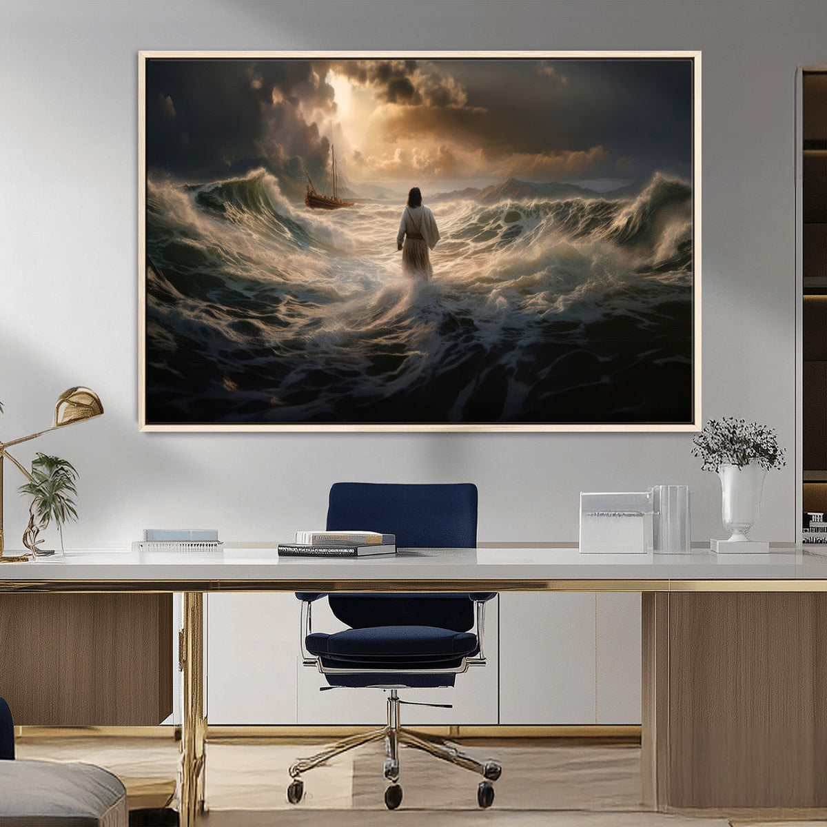 Jesus Walking on Water Wall Art Canvas Print - Religious