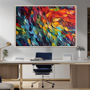 Vibrant Abstract Leaf Wall Art Canvas Print | Bold Colorful