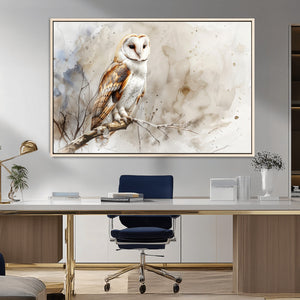 Barn Owl Wall Art | Watercolor Canvas Print | Perfect for