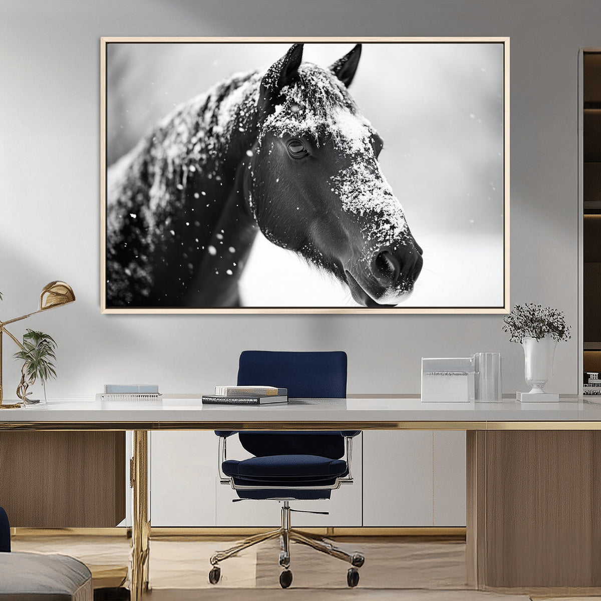 Horse Canvas Print - Winter Horse Snow Wall Art Canvas Print