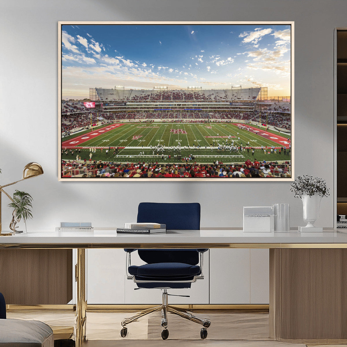 Framed Houston Cougars Football Team Print - Houston TDECU