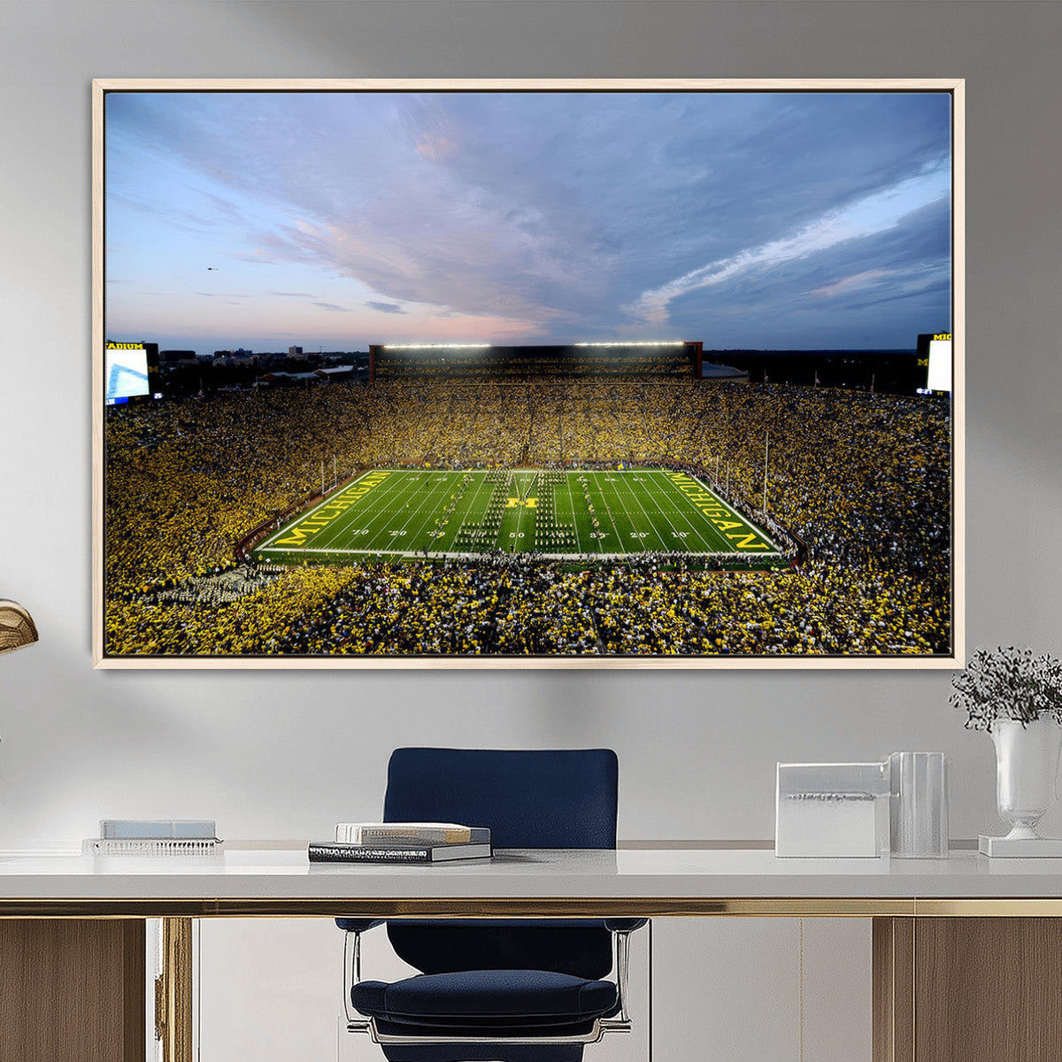 Michigan Stadium Wall Art Canvas Print, Vibrant Game Day