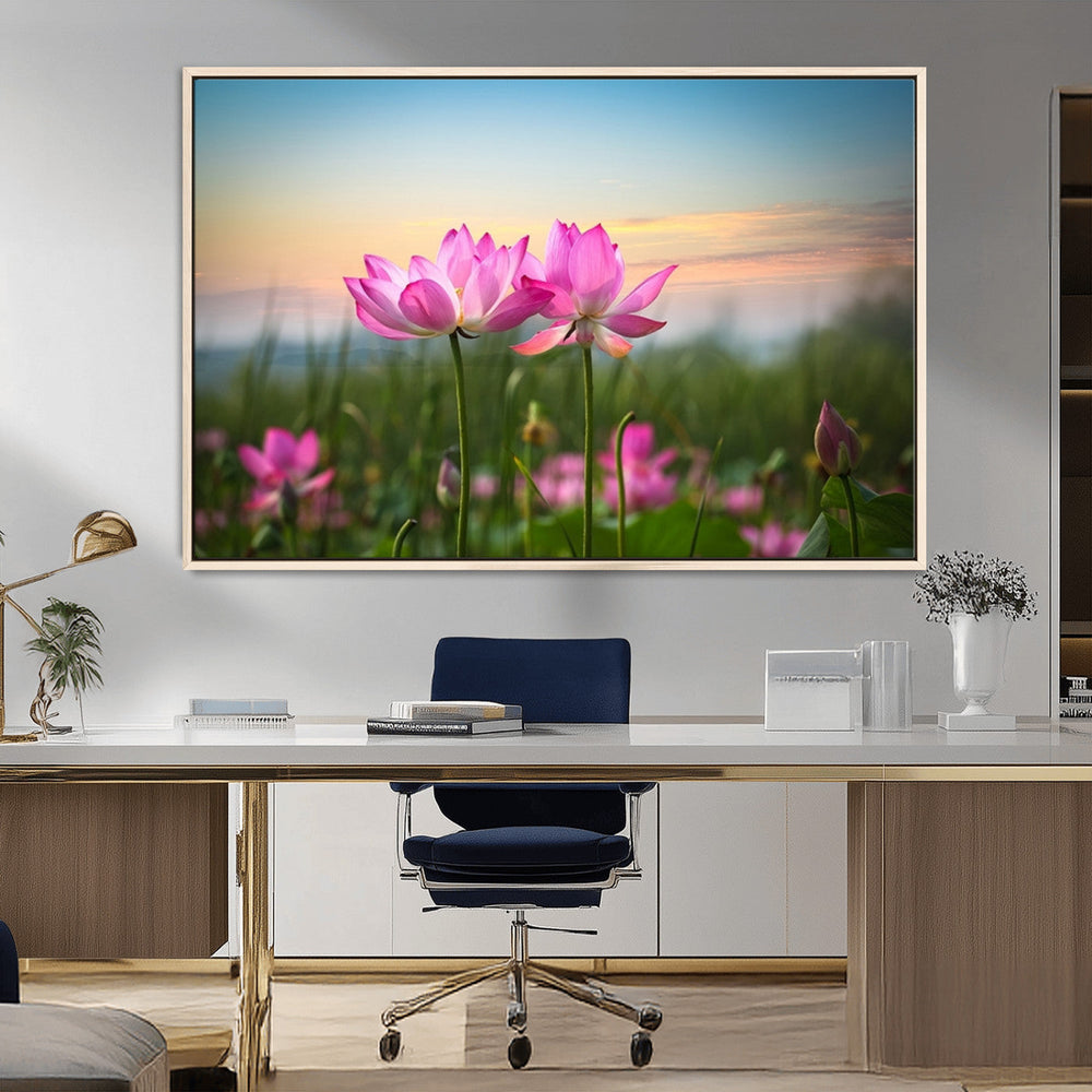 Pink Flower on the Mountain Canvas Print, Framed Pink Flower