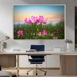 Pink Flower on the Mountain Canvas Print, Framed Pink Flower