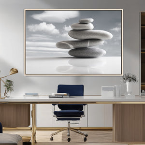 Still Life Black and White Zen Stones Wall Art Canvas,