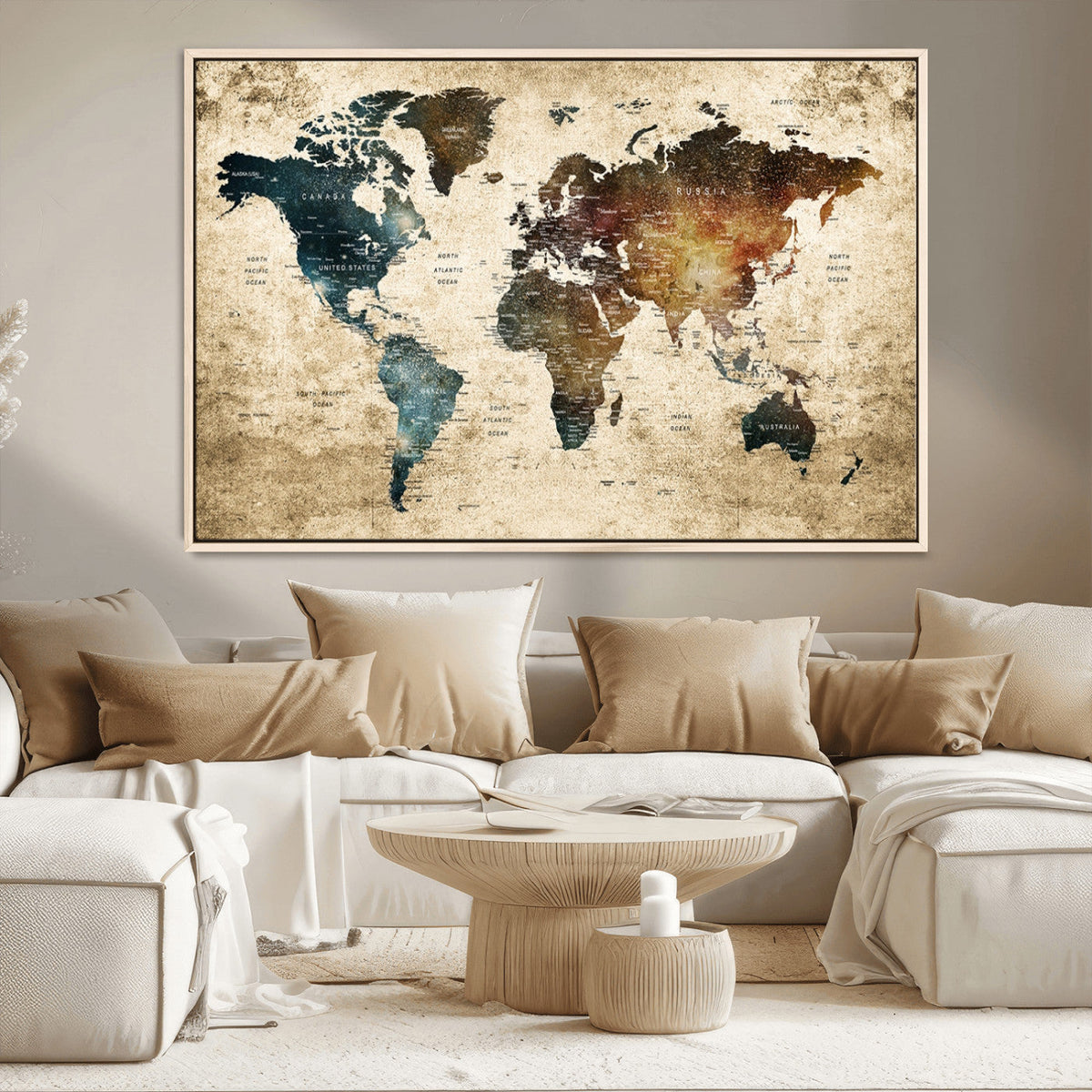 World Map Canvas Print – Detailed Map of the World Wall Art