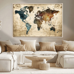 World Map Canvas Print – Detailed Map of the World Wall Art
