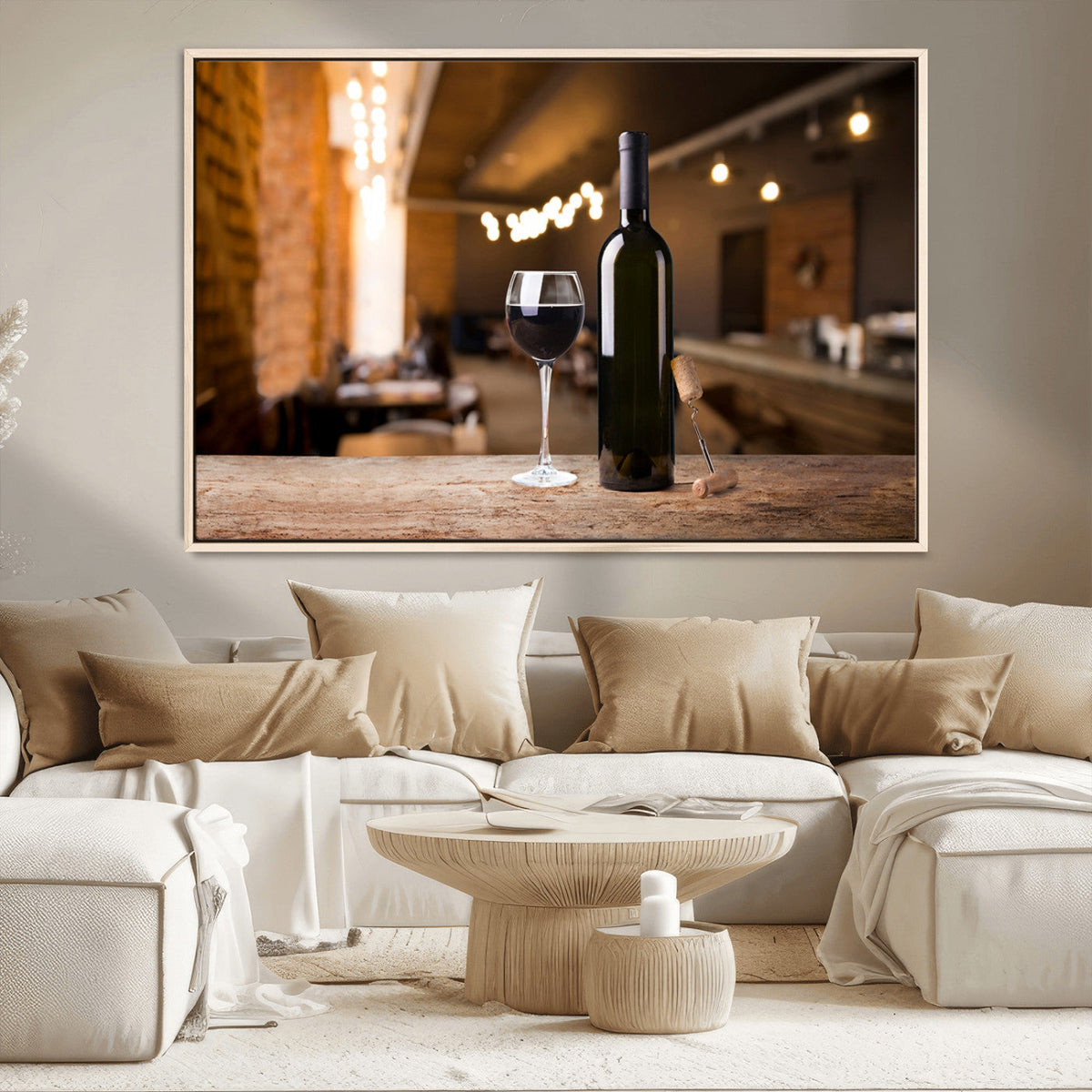 Wine and Bottle Wall Art Canvas Print