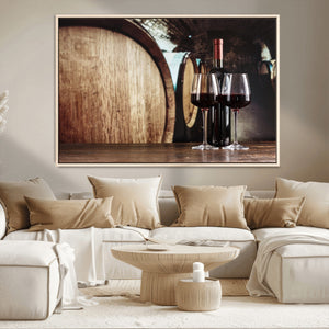Wine and Barrel Wall Art Canvas Print