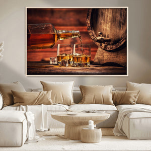Whiskey and Cigar Canvas Wall Art | 3 Panel Bar Room Decor