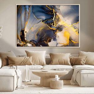 Large Abstract Wall Art Print -  Gold and Blue Abstract