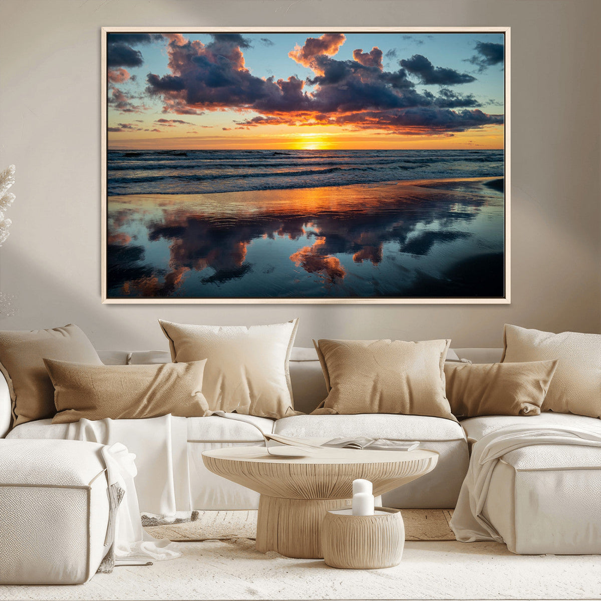 Beach Sunset Print - Stunning Ocean Canvas Artwork with