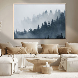 Foggy Pine Forest Wall Art Canvas Print