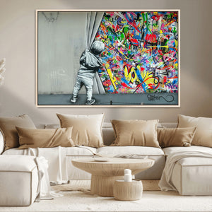 Banksy Colorful Street Graffiti Canvas Wall Art Print,