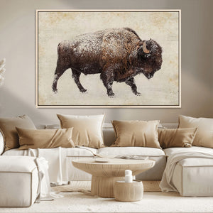 Buffalo Wall Art, Western Bison Canvas Print, Rustic Buffalo