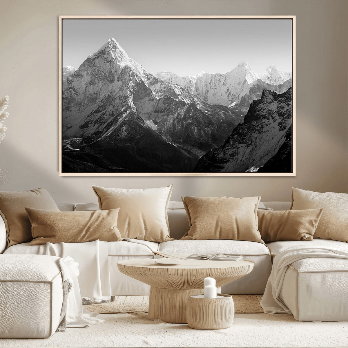 Everest Himalaya Mountain Peaks Black & White Triptych
